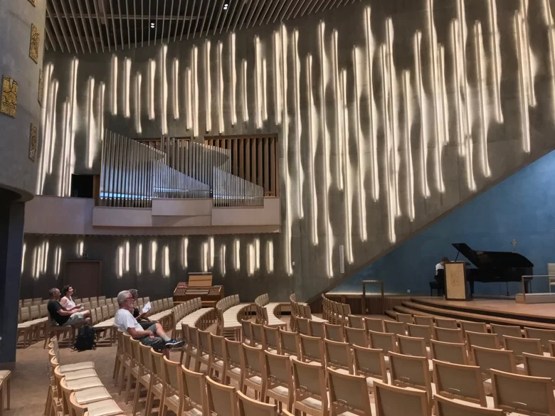 The northern lights inspired interior of Alta Cathedral