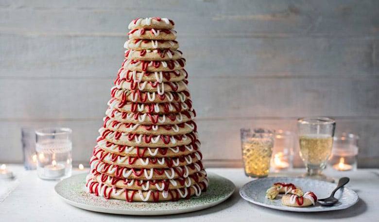This spectacular Norwegian kransekake tower cake is often served at weddings and Christmas all over norway. 