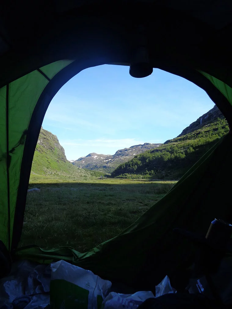 Spectacular view while wild camping in Norway