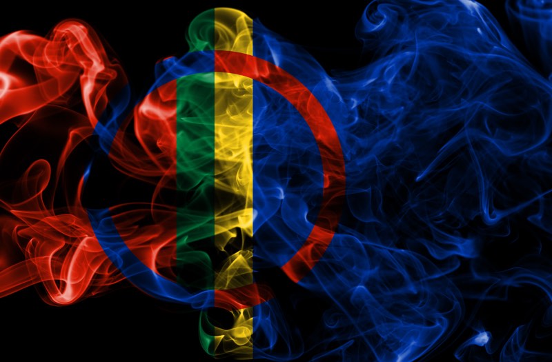 Sami flag with smoke style