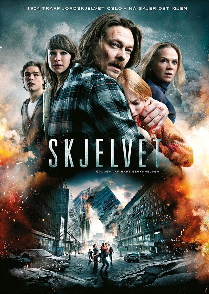 Movie poster featuring the cast of Skjevlet, or The Quake in English