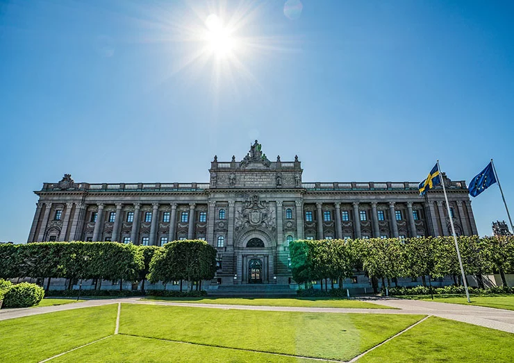 The Swedish Parliament building in Stockholm