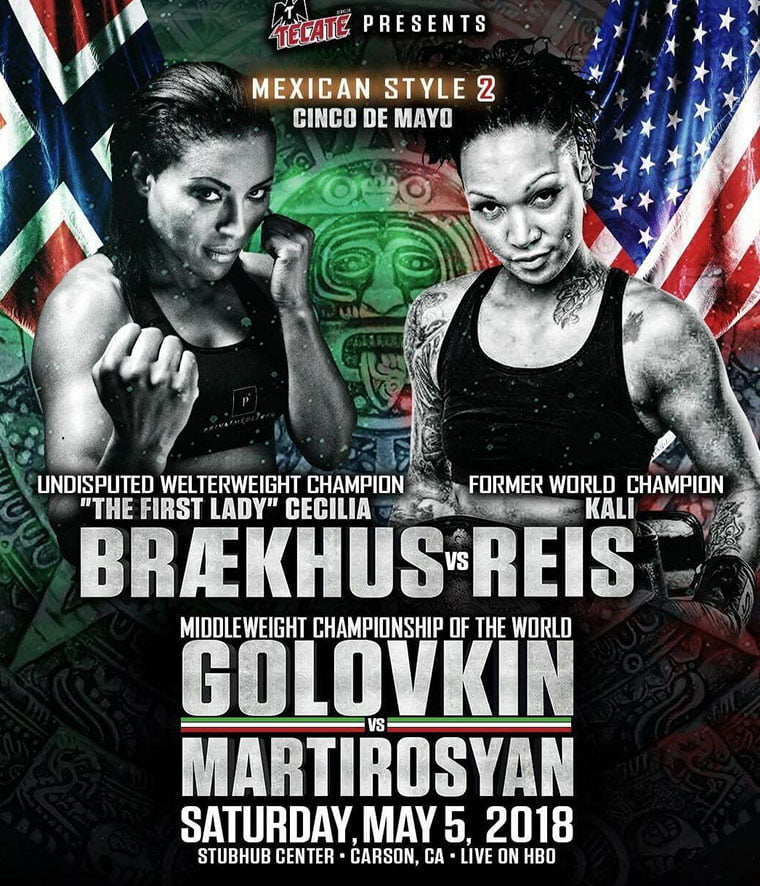 Cecilia Brækhus promotional poster for a boxing match.