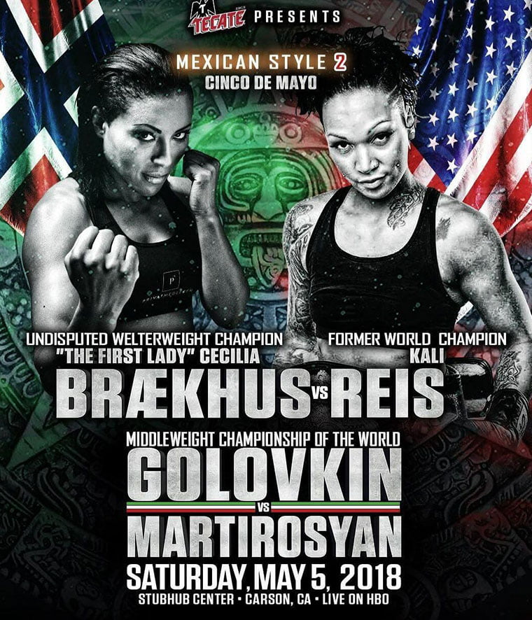 Cecilia Brækhus promotional poster for a boxing match.