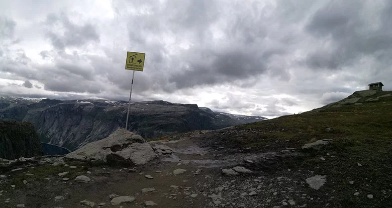 Emergency shelters on the trail to Trolltunga in Norway