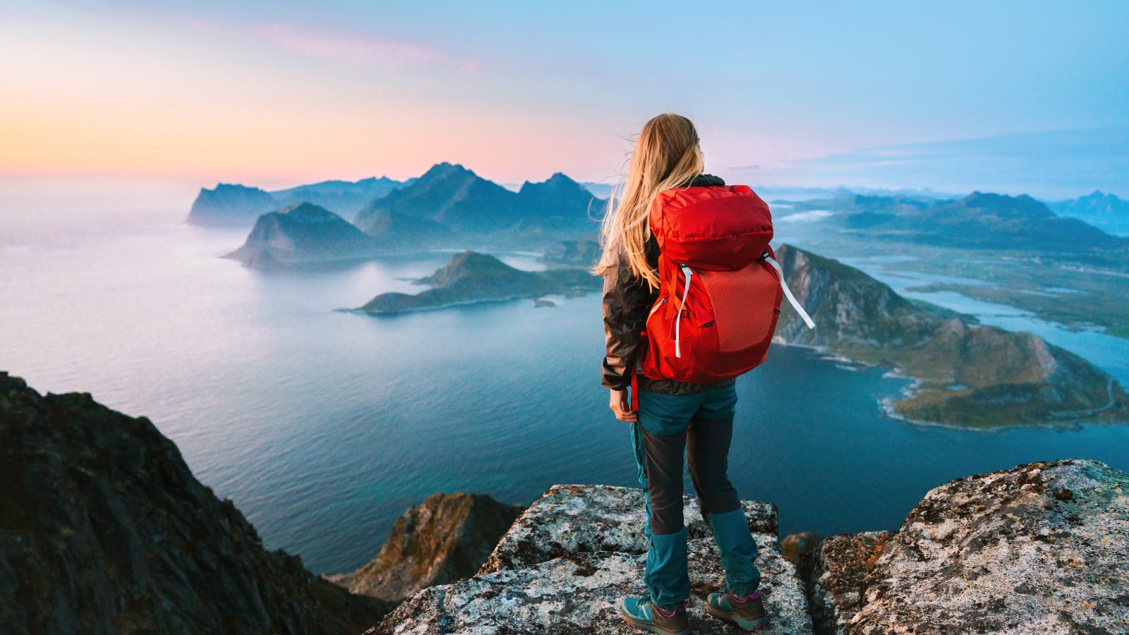 Spectacular view of the coastline from a hiking trail in Northern Norway.