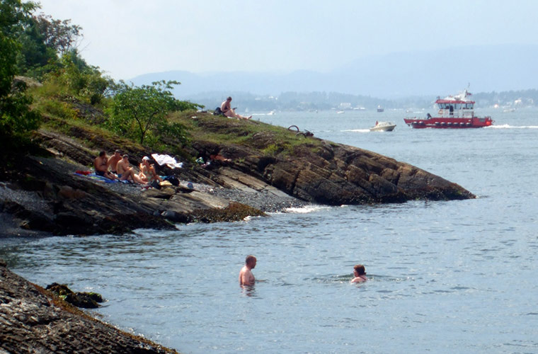 The coastline of Hovedøya, an island of Oslo, Norway