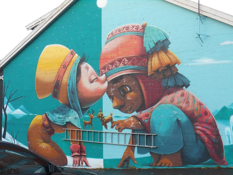 Multicultural street art in Bodø, northern Norway