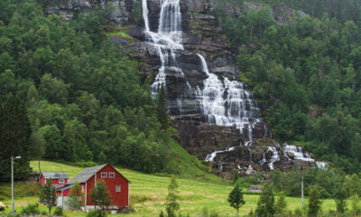 The famous Tvindefossen waterfall near Voss in Norway