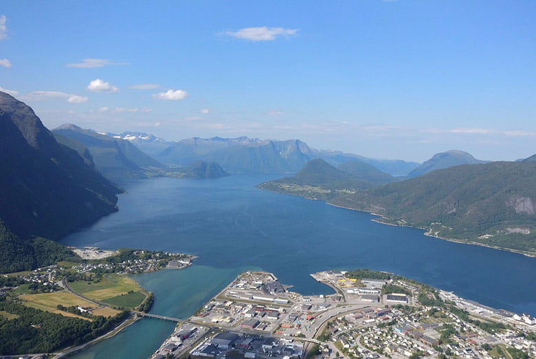 View across Åndalsnes from Rampestrekken