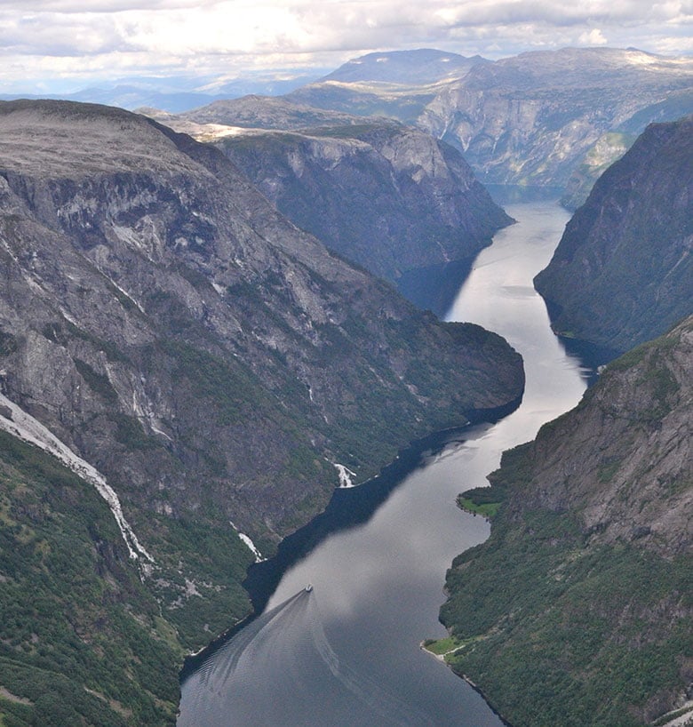 The spectacular view of Norway's Naeroyfjord from the Bakkanosi hike