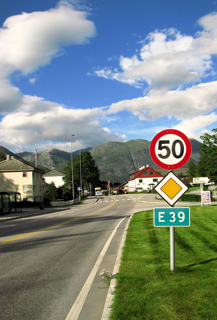 E39 road sign in Norway