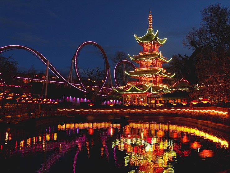 Tivoli Gardens by night