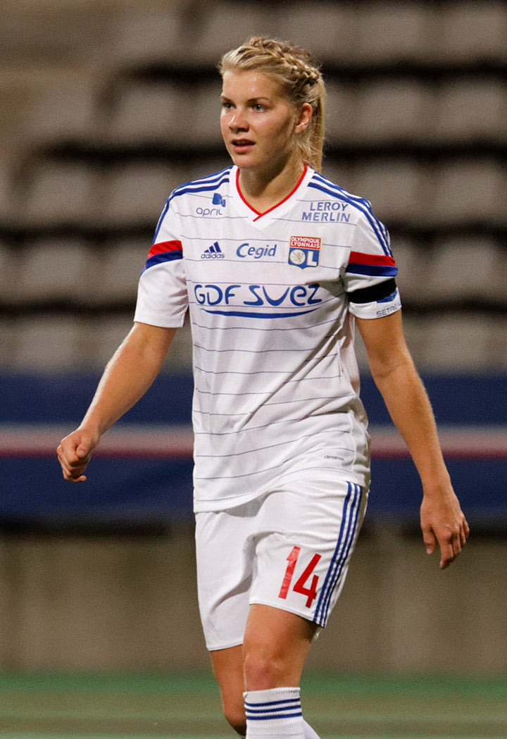 Norwegian footballer Ada Hegerberg playing football in France