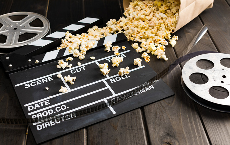 A cinema in Norway with popcorn and a film reel