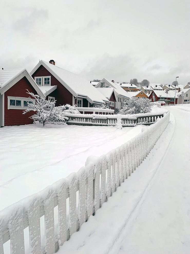 Trondheim's Okstad neighbourhood covered in snow