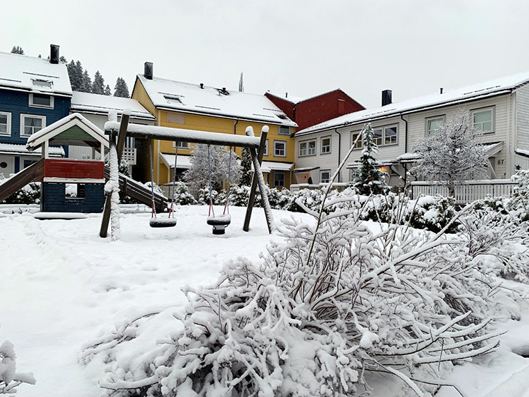 A snowy suburb in Trondheim, Norway