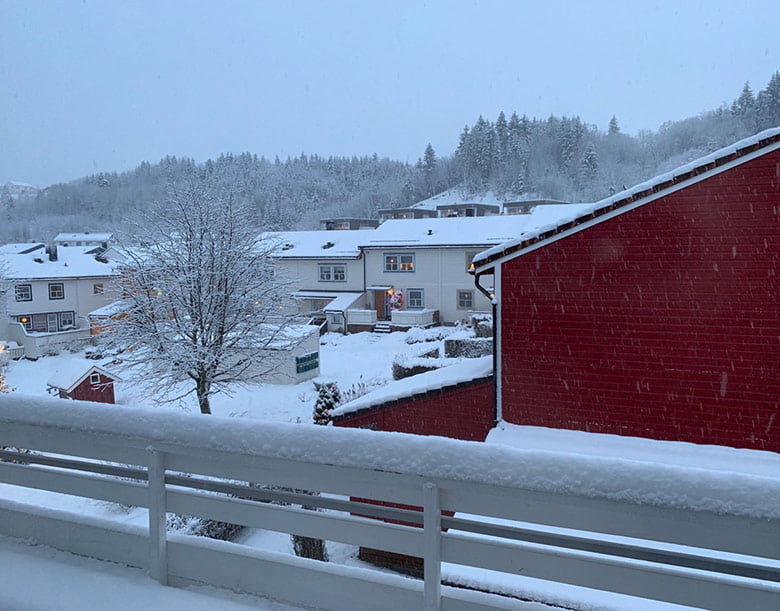 Winter view from the balcony in Trondheim