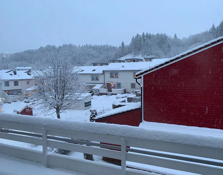 Winter view from the balcony in Trondheim