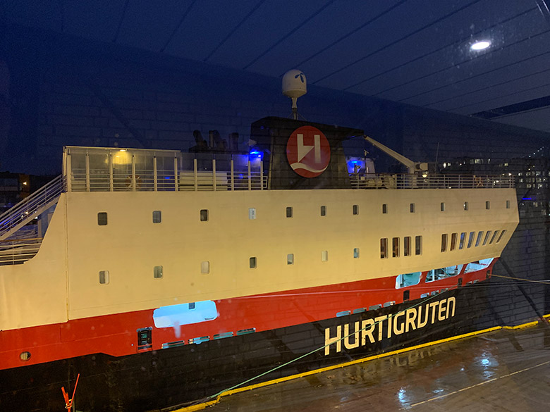 Boarding the MS Vesterålen in Bergen, Norway