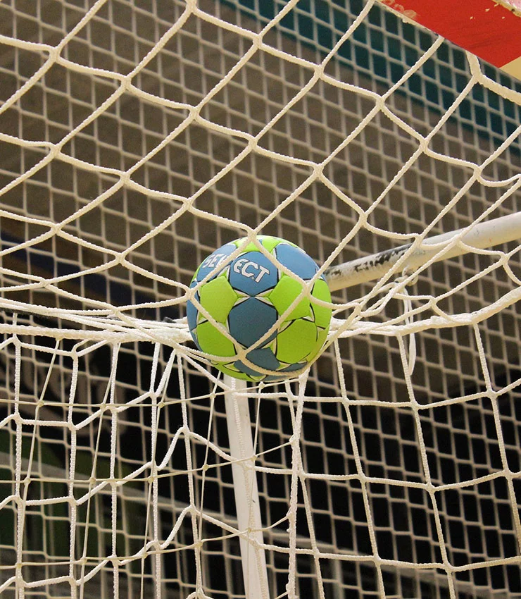 A handball ball in the net