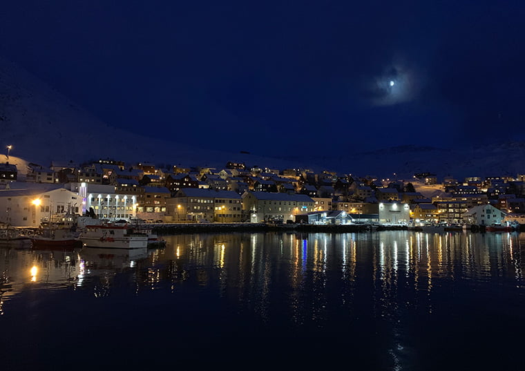 Honningsvåg during the twilight of January