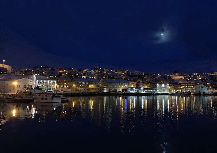 Honningsvåg during the twilight of January