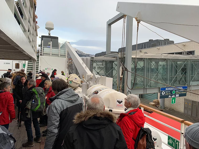 Leaving the MS Vesterålen in Bergen, Norway