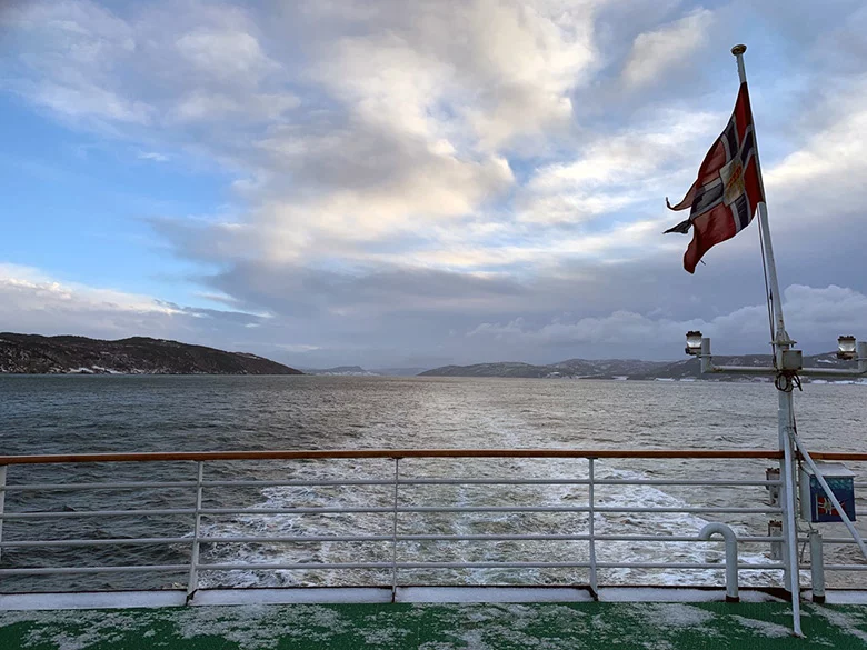 Looking back along the Trondheimsfjord from the MS Vesterålen