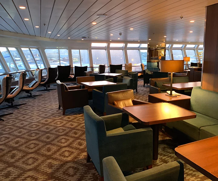One of the guest lounges aboard the MS Nordnorge