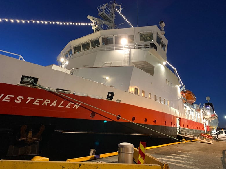 MS Vesterålen docked in Trondheim, Norway