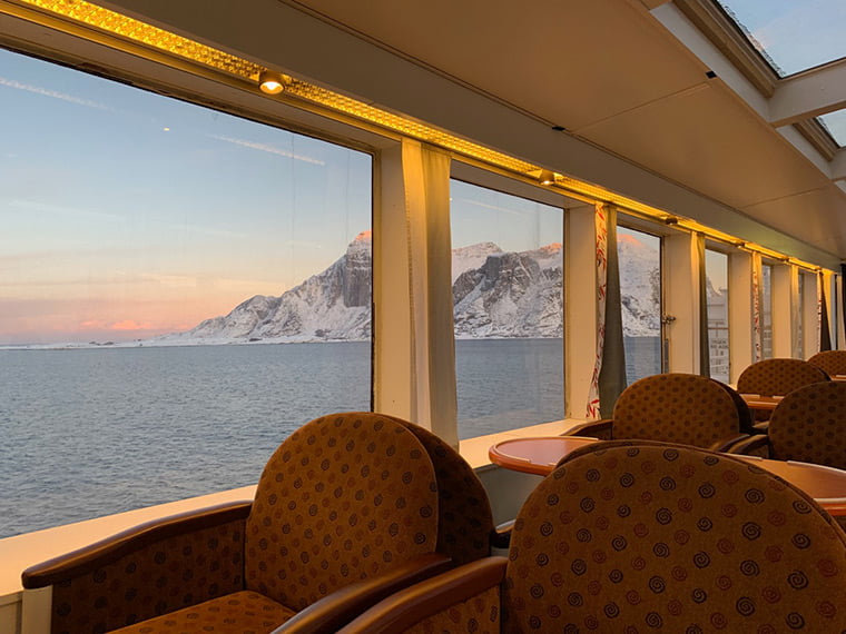 View from the panorama lounge on the MS Vesterålen