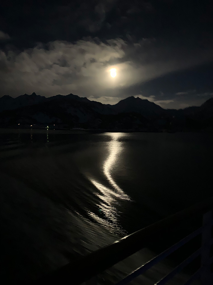 Raftsund, Norway, by moonlight