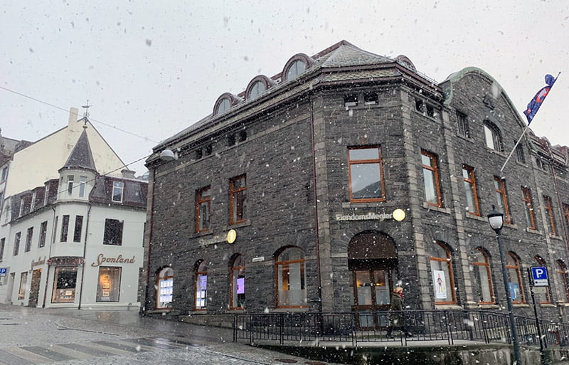 Snowfall in Ålesund in January