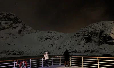 Calling at Stamsund at night on the MS Vesterålen