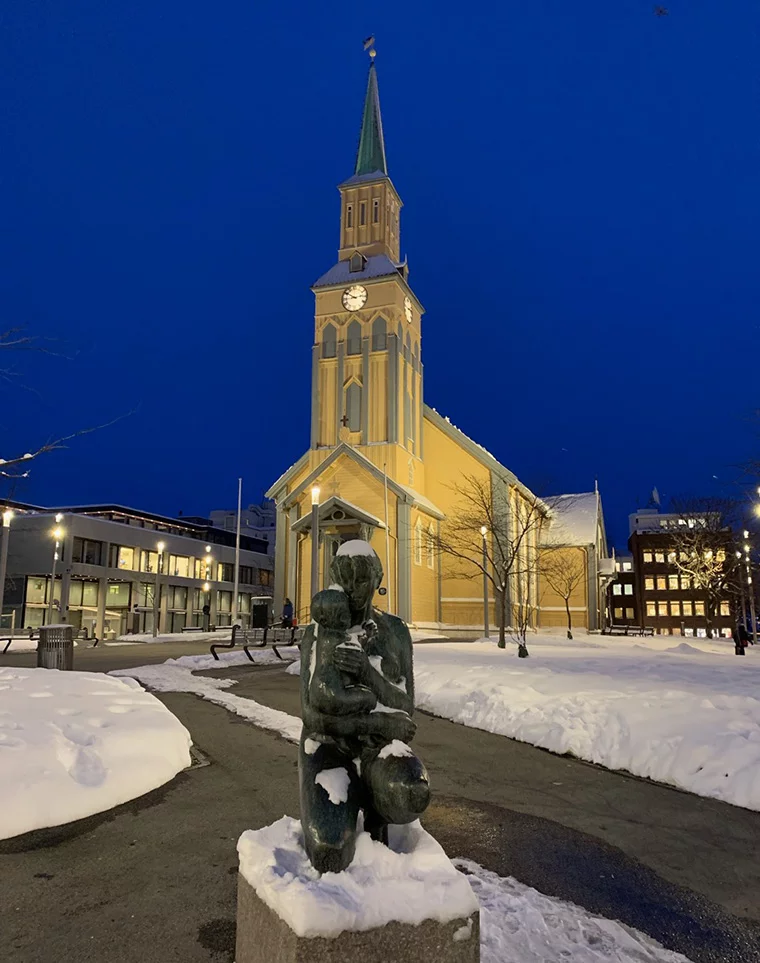 Tromsø cathedral in the winter blue hour