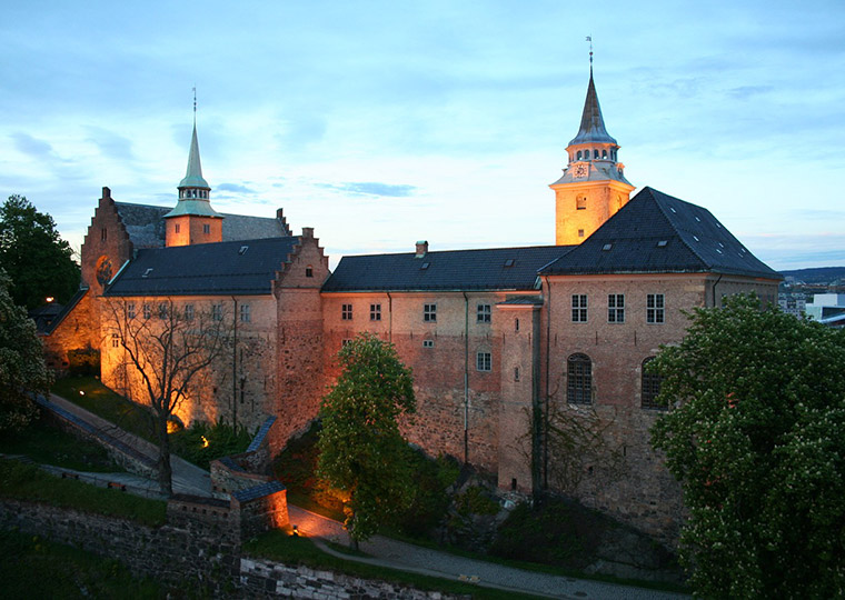 Oslo's Akershus Castle at night