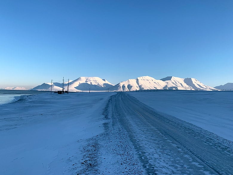 Driving on the Svalbard tundra