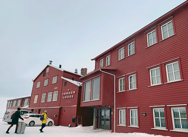 Entrance to Funken Lodge in Svalbard