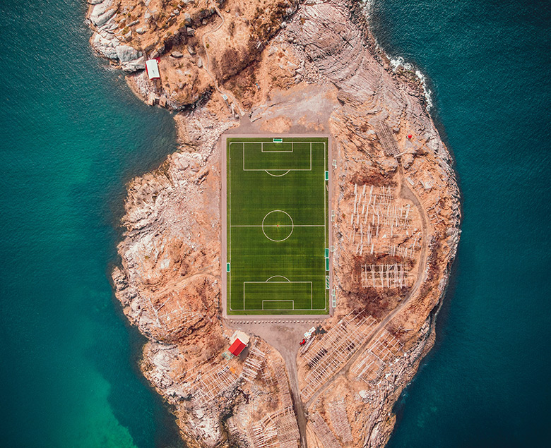 Football pitch in Henningsvær on the Lofoten Islands in Norway