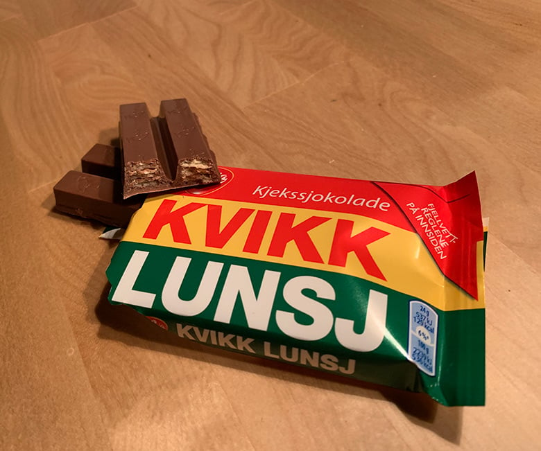 The Norwegian Kvikk Lunsj chocolate bar