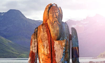 Norse God Odin by a fjord