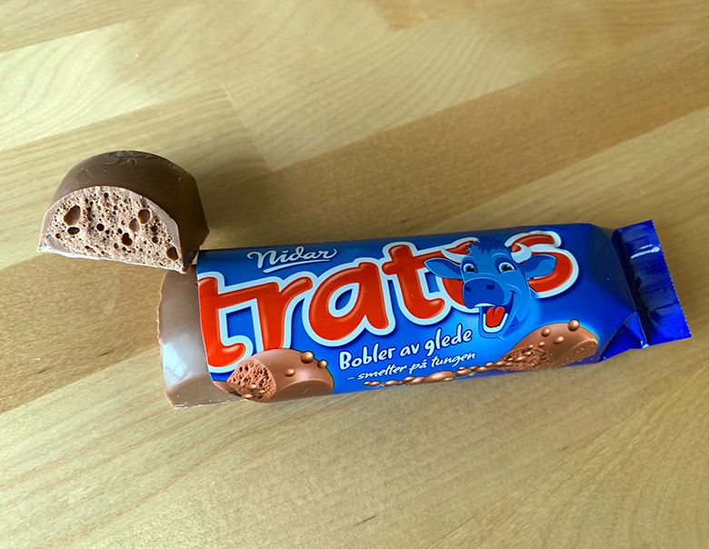 Stratos chocolate bar, a Norwegian version of Aero. Photo: David Nikel.