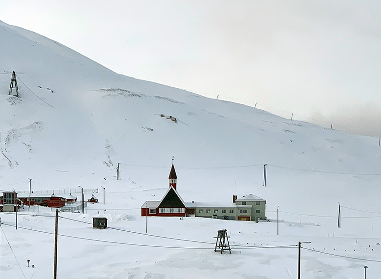 Svalbard church on the hill above Longyearbyen