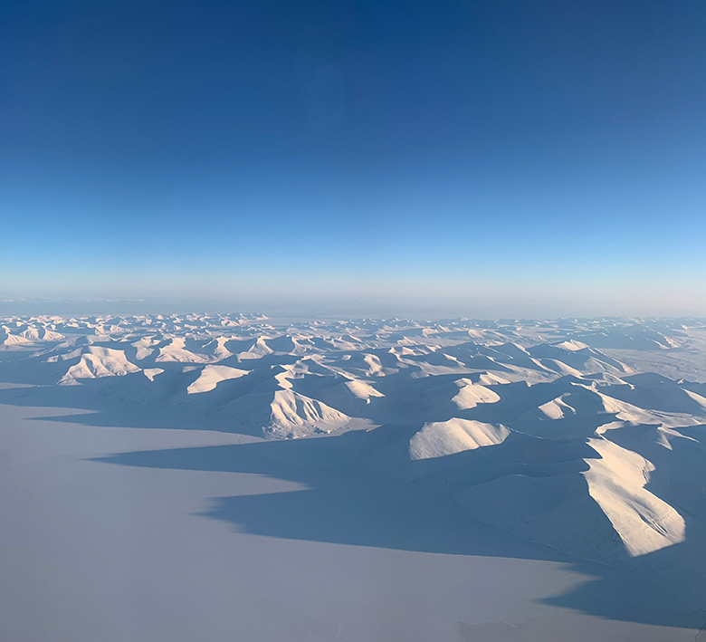 An aerial shot on Svalbard during the late winter