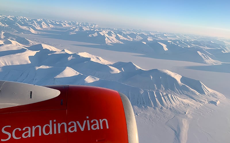 View over Svalbard from SAS plane