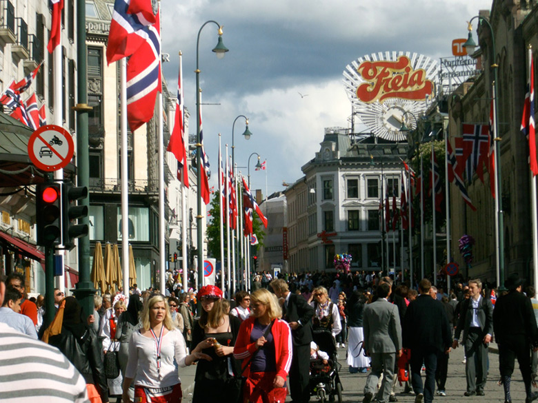 Freia chocolate sign on Karl Johans gate in Oslo