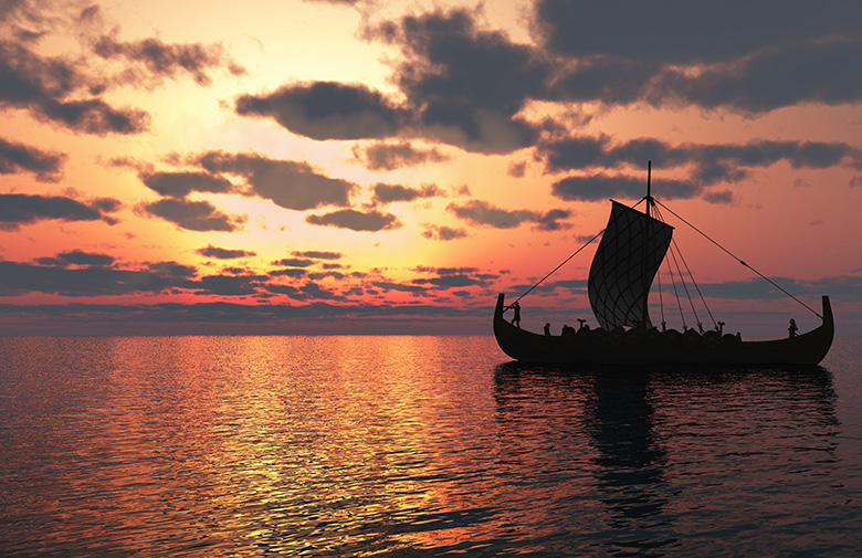 Lone Viking longship