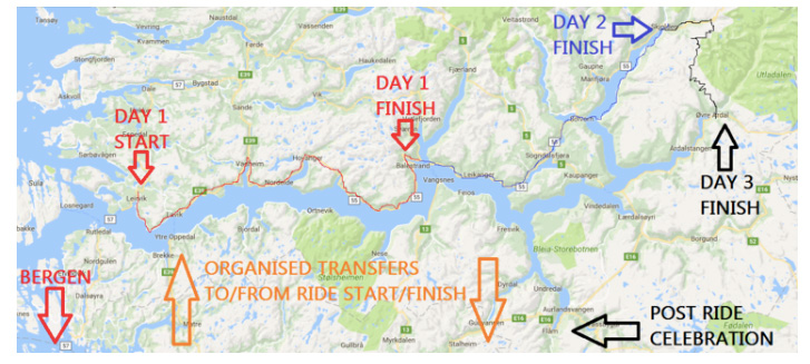 Sognefjord cycle race map