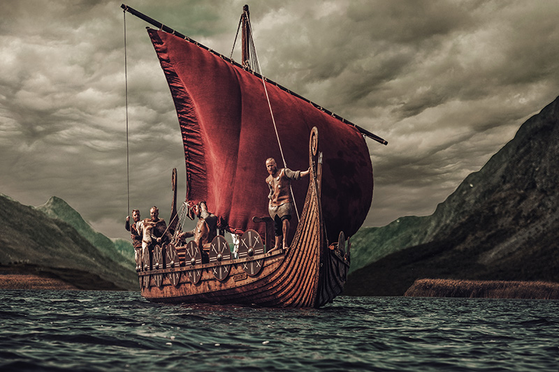 Viking ship sailing